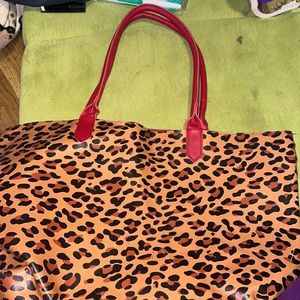 REVERSIBLE, Cheetah Print, Red Faux Leather Tote Bag